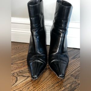 Jimmy Choo Black Leather Pointed Stiletto Bootie size 38